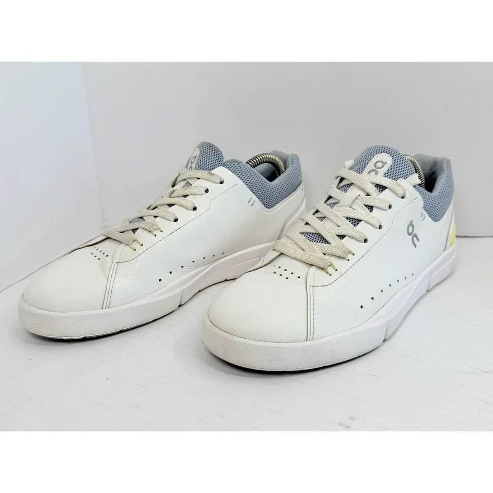 On The Roger Advantage Women's 8.5 White Nimbus Gray Yellow CloudTec Tennis